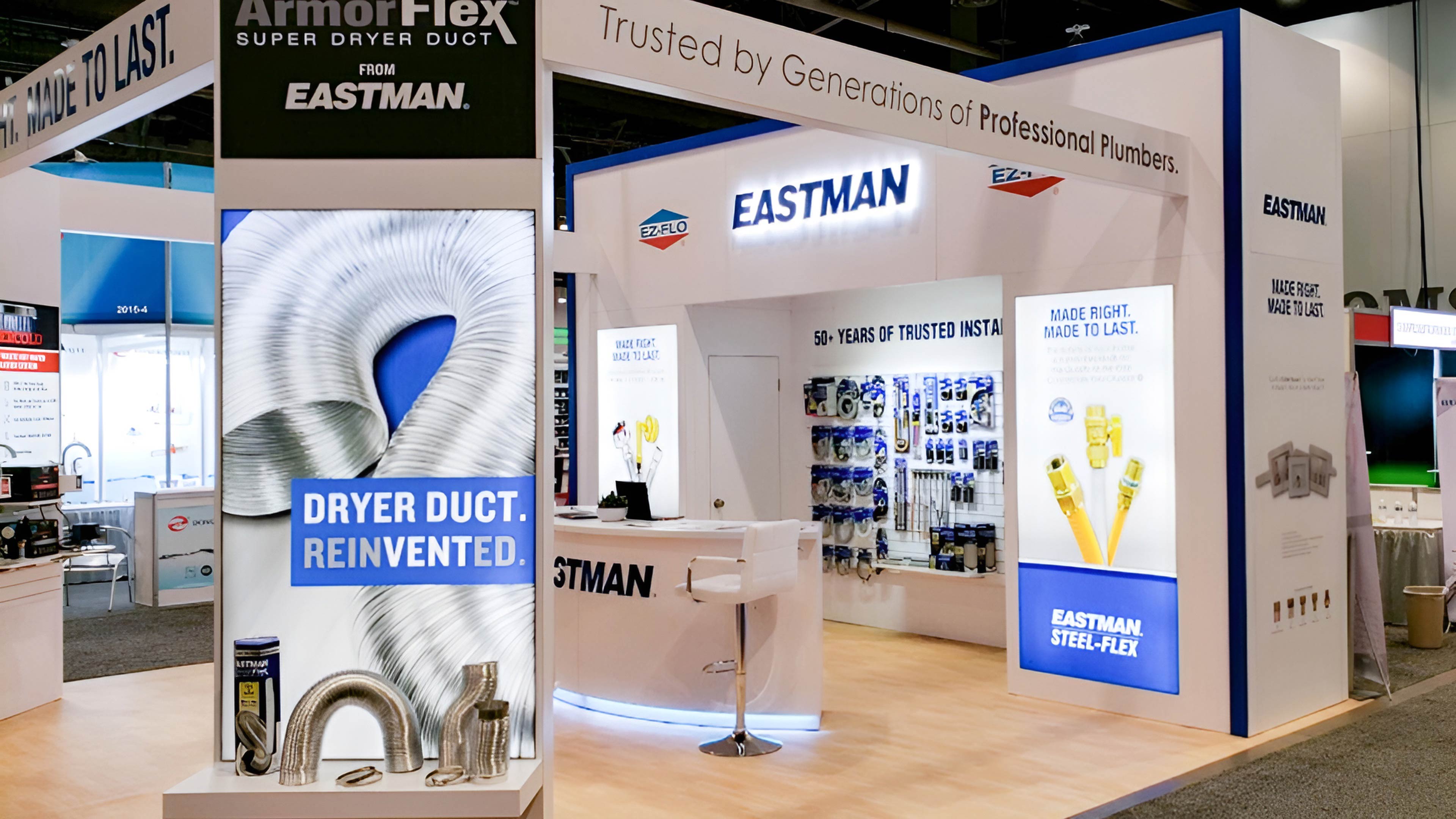 Custom 20 x 20 Island Trade Show Booth design and build by exhibiTeam EASTMAN EZ-FLOW