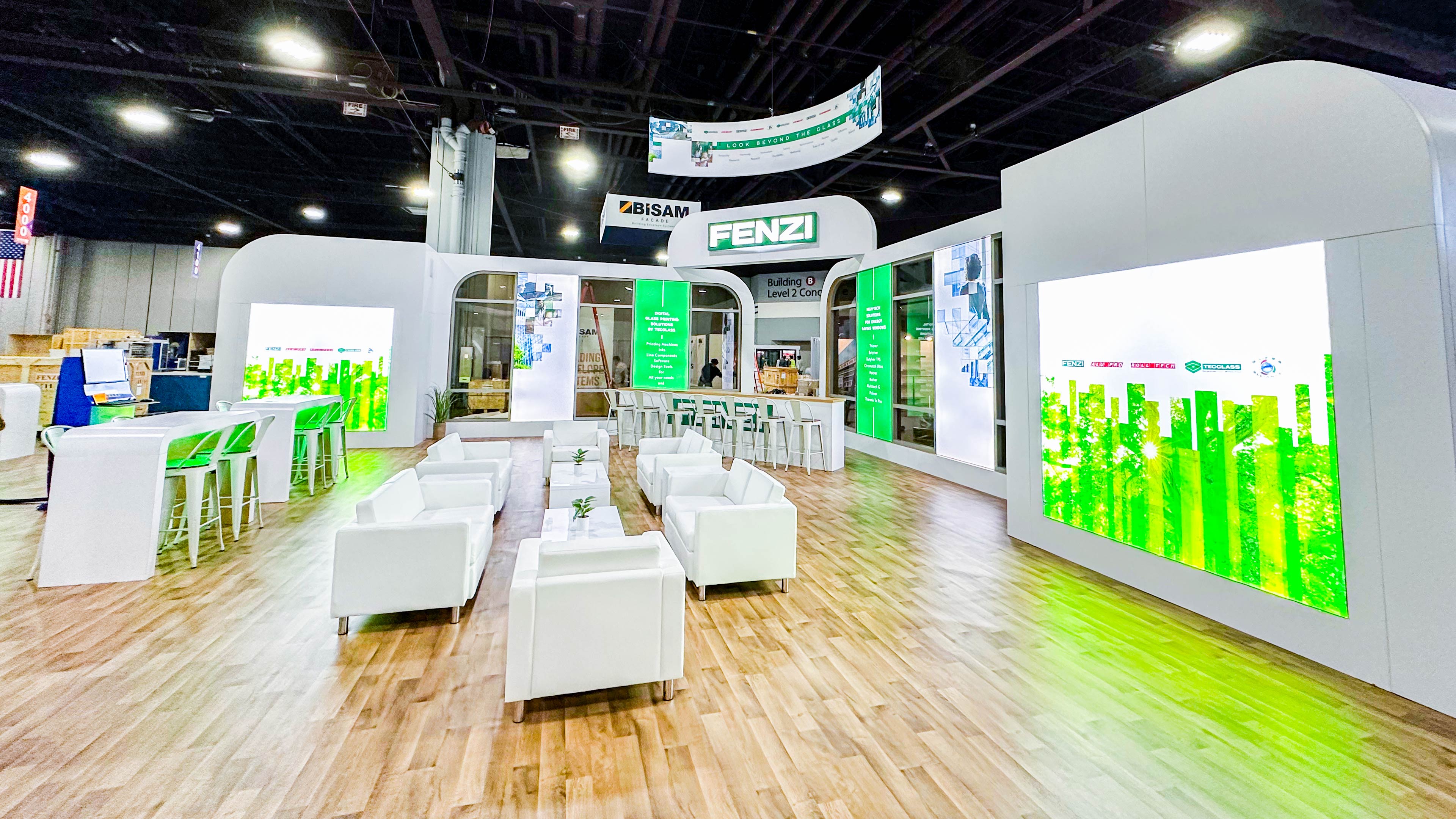 Custom 40 x 60 Island Trade Show Booth design and build by exhibiTeam FENZI