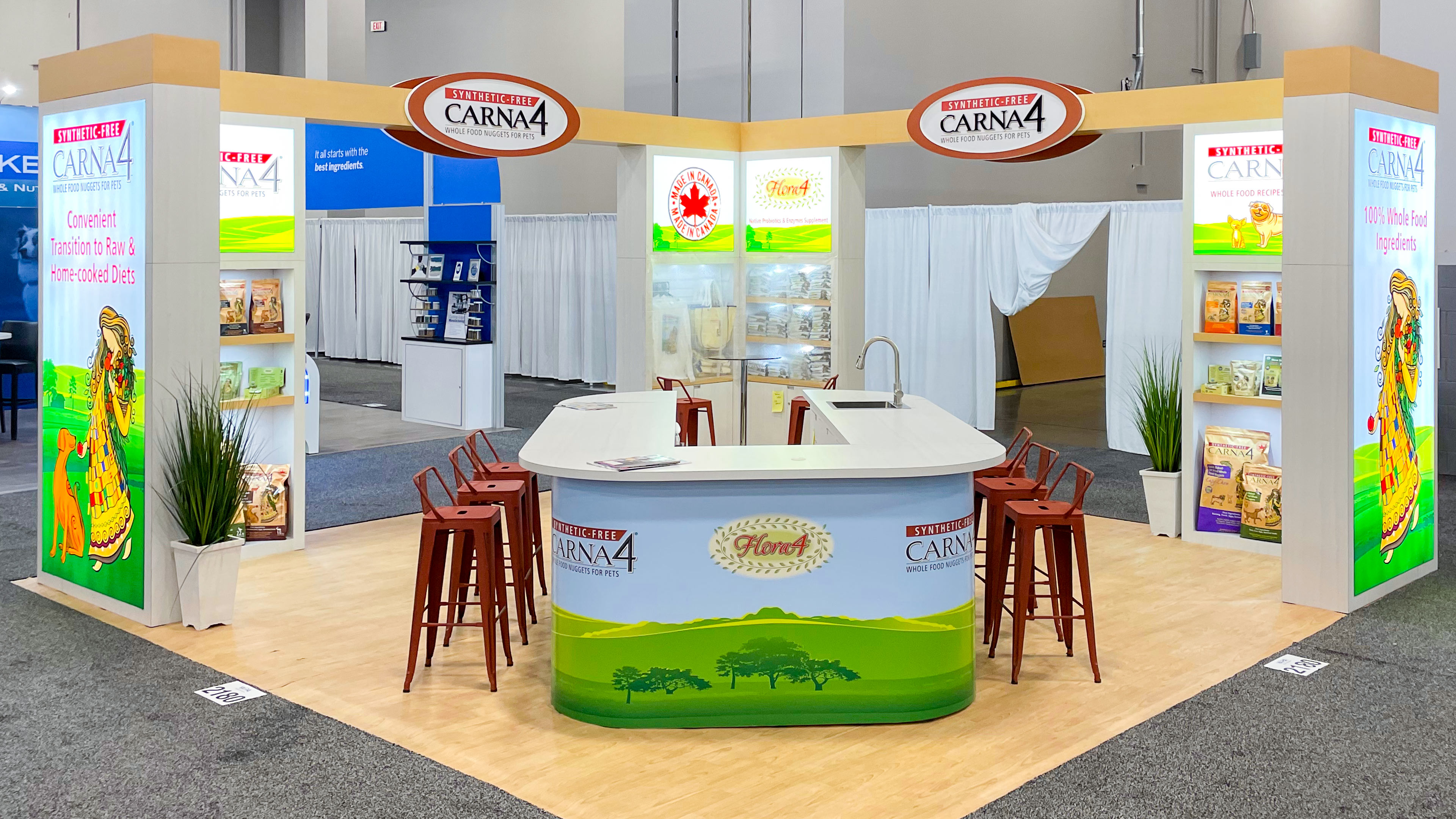 Custom 20 x 20 Island Trade Show Booth design and build by exhibiTeam Carna4