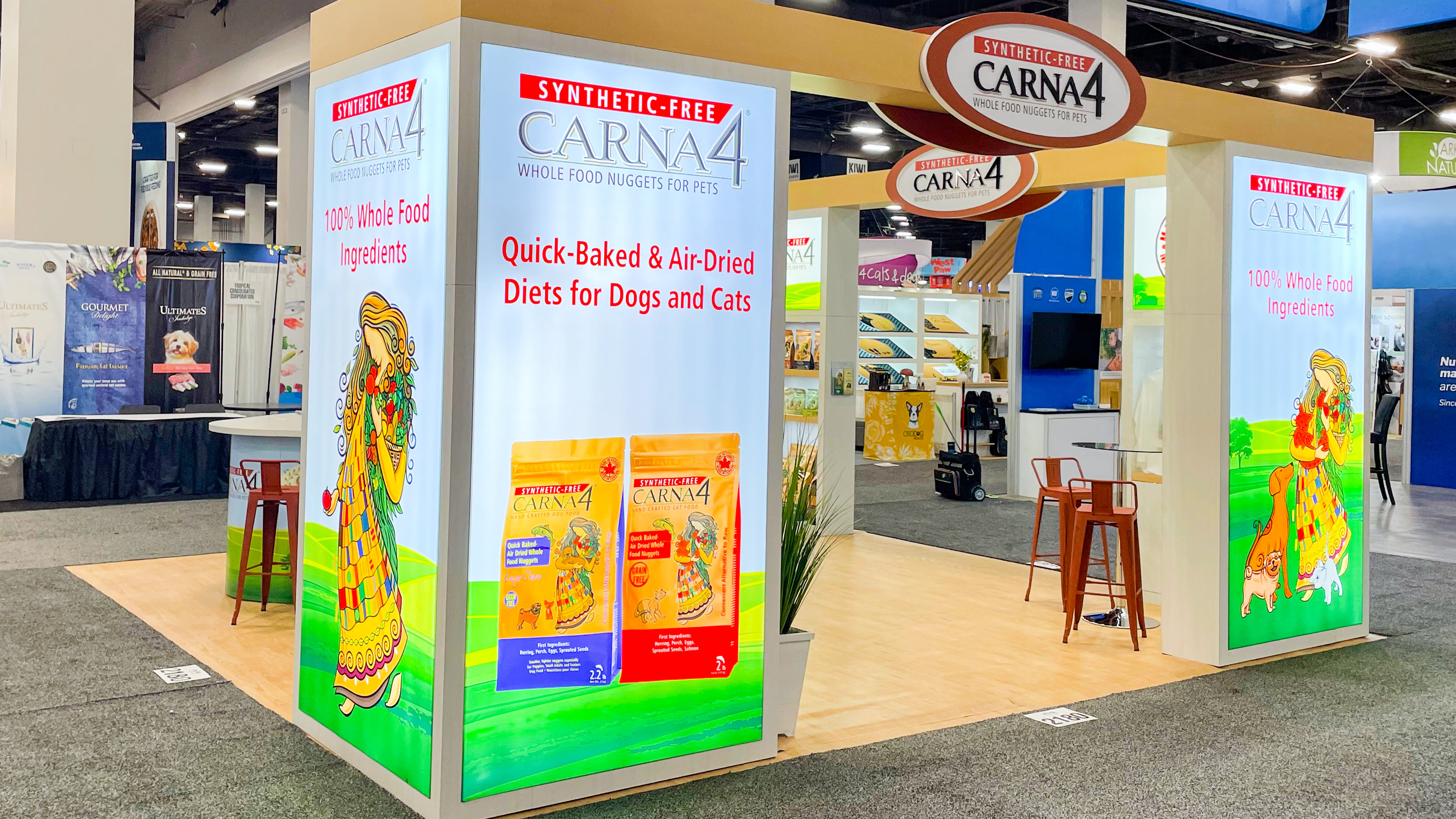 Custom 20 x 20 Island Trade Show Booth design and build by exhibiTeam Carna4