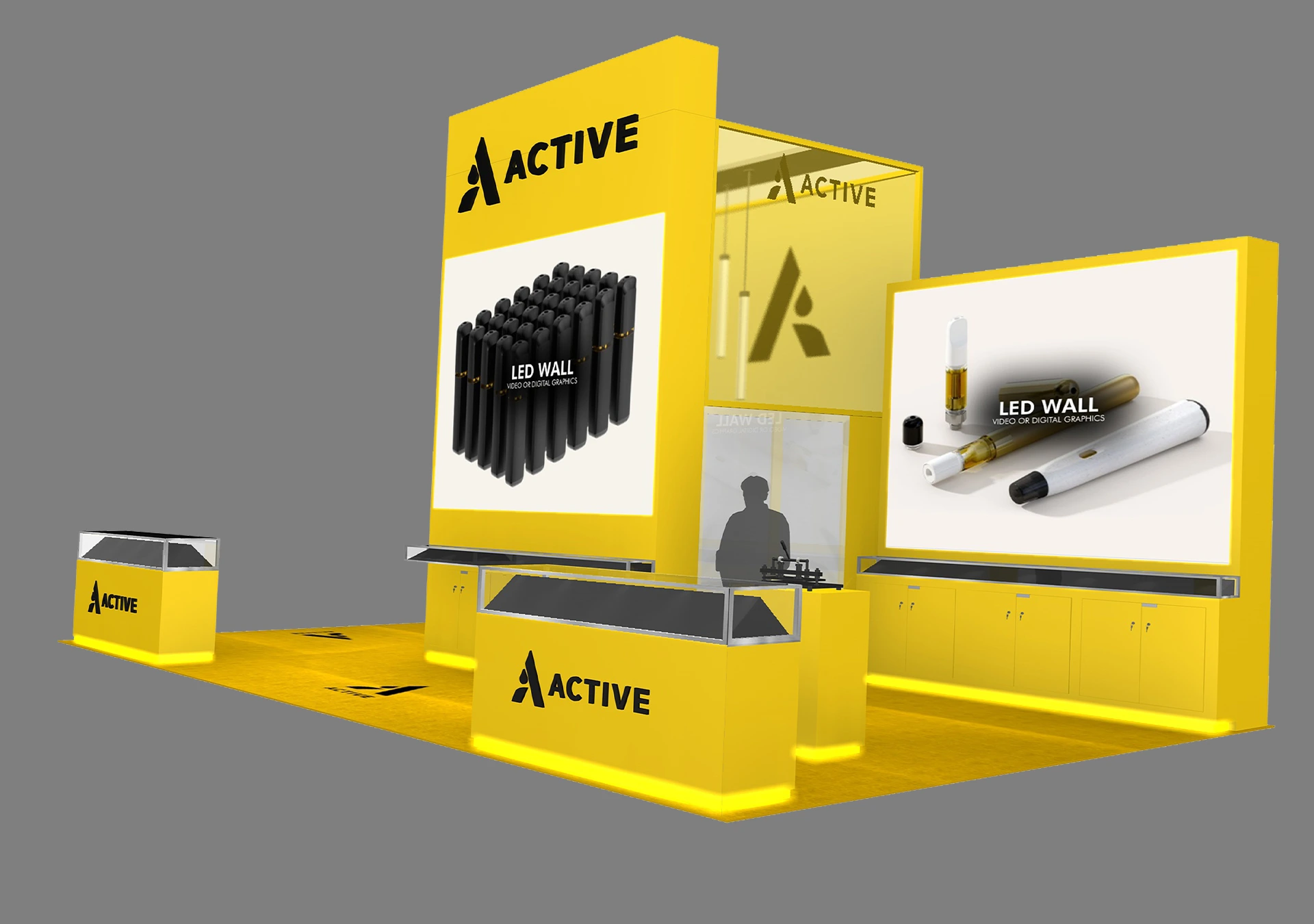 hwch-ba-slider-pic-1 Bright yellow Active trade show booth concept with product displays